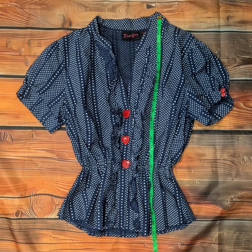 Zinger Vintage style thank you find at least one you blue top Size L - Picture 5 of 10